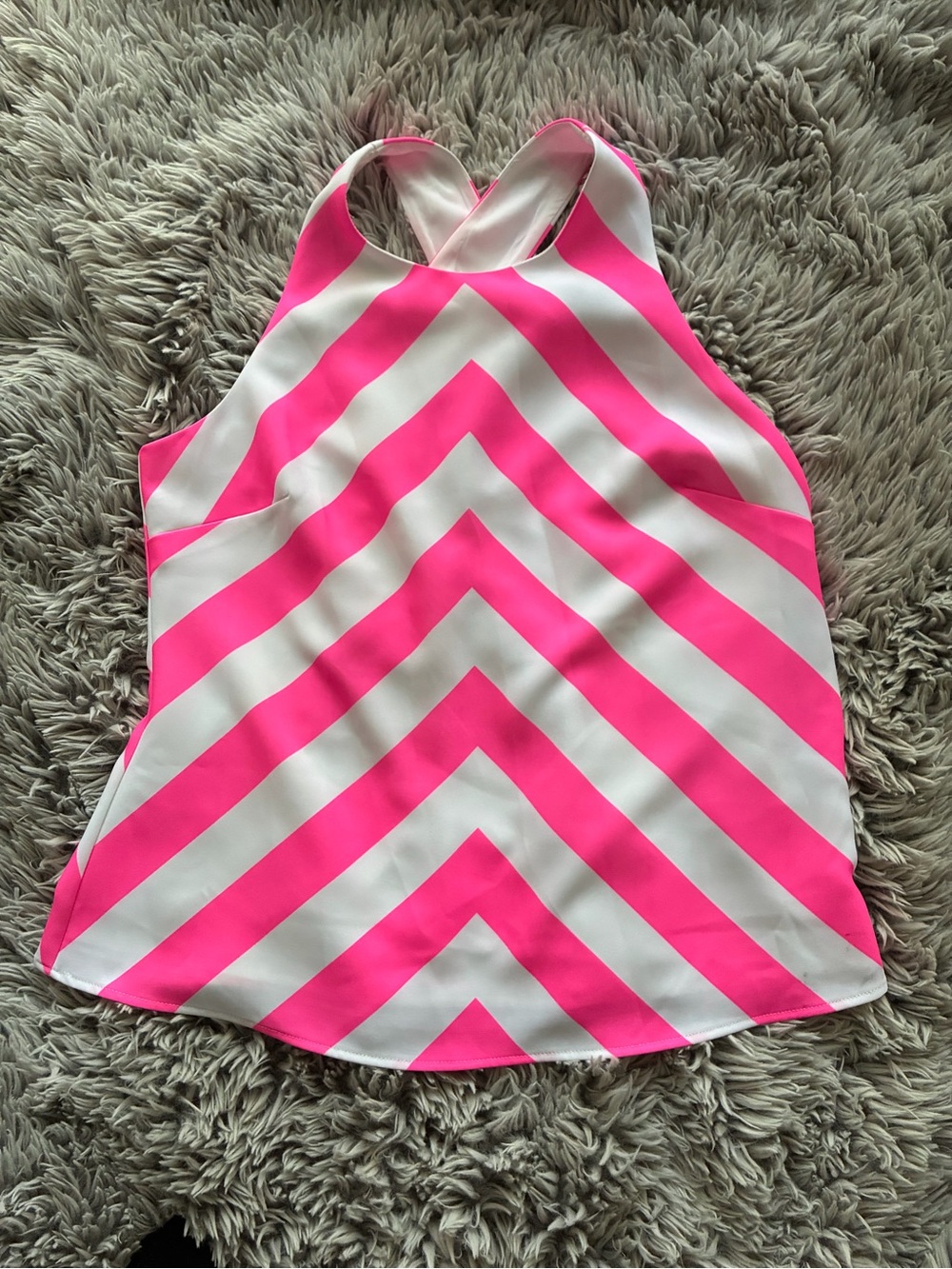 Sail to Sable- large- Women’s Pink and White Chevron Halter Top